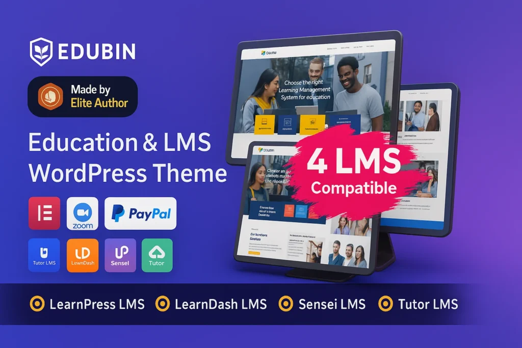 Edubin v9.5.7 WordPress Theme - Tema educativo versátil para WordPress