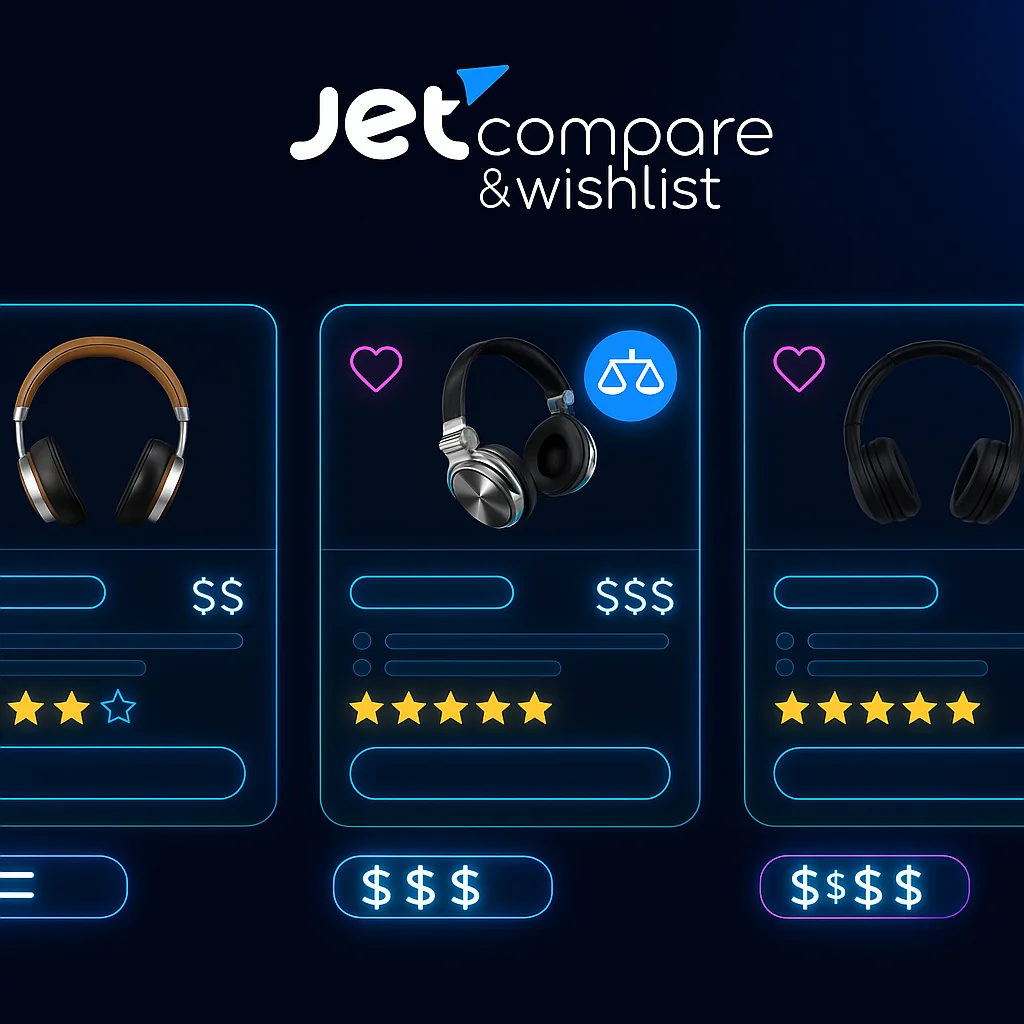 JetCompareWishlist plugin para WooCommerce que permite comparar productos y crear listas de deseos en tiendas WordPress