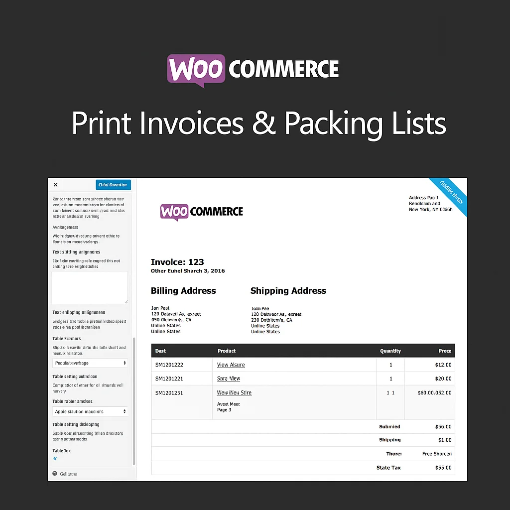 Plugin WooCommerce Print Invoices & Packing Lists v3.14.2 para generar facturas y listas de empaque