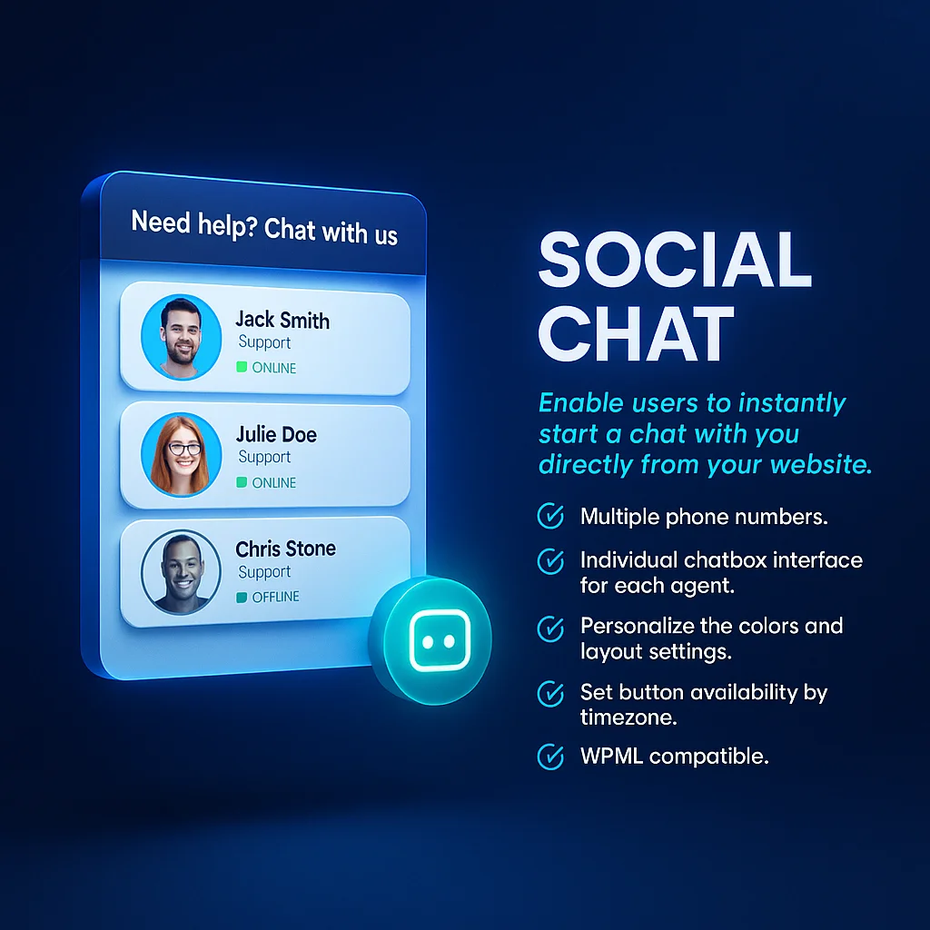 WP Social Chat PRO v8.0.7 Plugin para WordPress