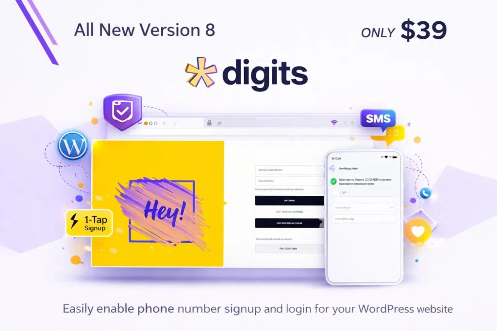 Digits WordPress Plugin para inicio de sesión con número de teléfono y verificación OTP