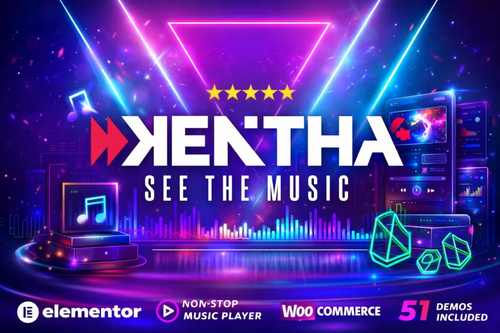Kentha Theme WordPress para DJs y músicos con reproductor de música continuo
