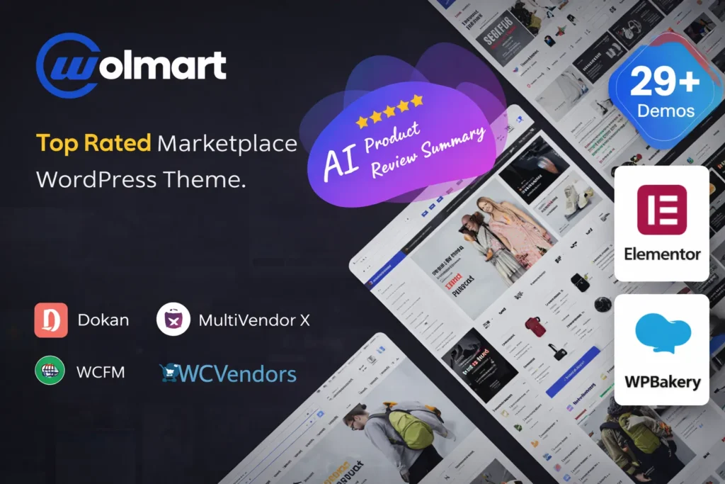 Wolmart WordPress Theme para crear marketplace WooCommerce multivendedor