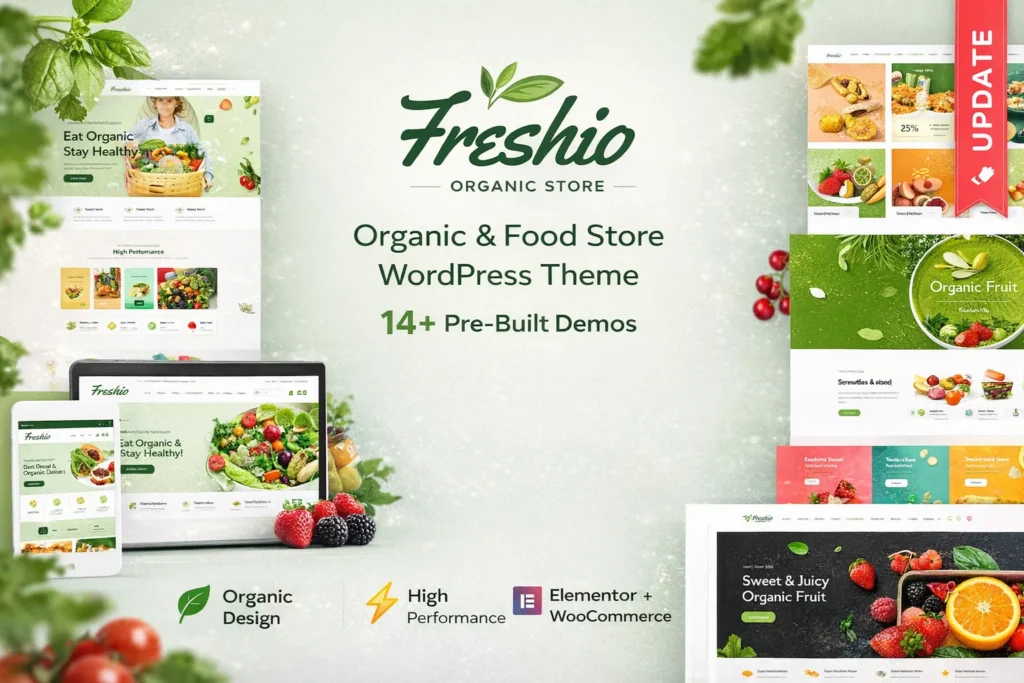 Freshio WordPress theme para tienda online de alimentos orgánicos y supermercado