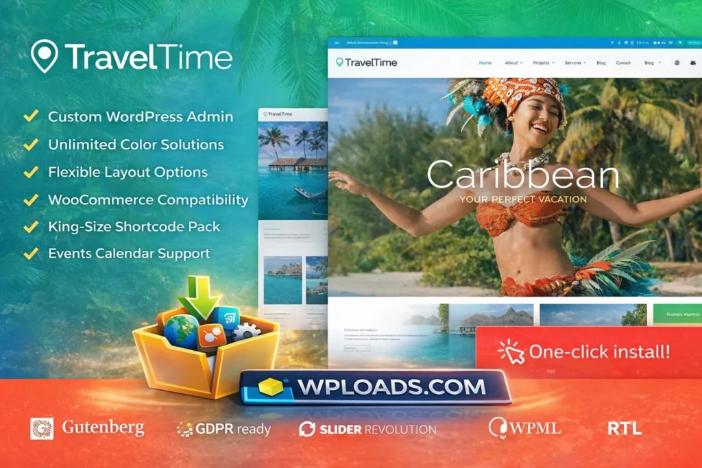 Travel Time WordPress Theme blog viajes turismo diseño moderno