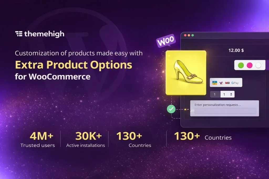 Extra Product Options for WooCommerce de ThemeHigh – plugin para agregar campos personalizados y opciones avanzadas de productos en WooCommerce