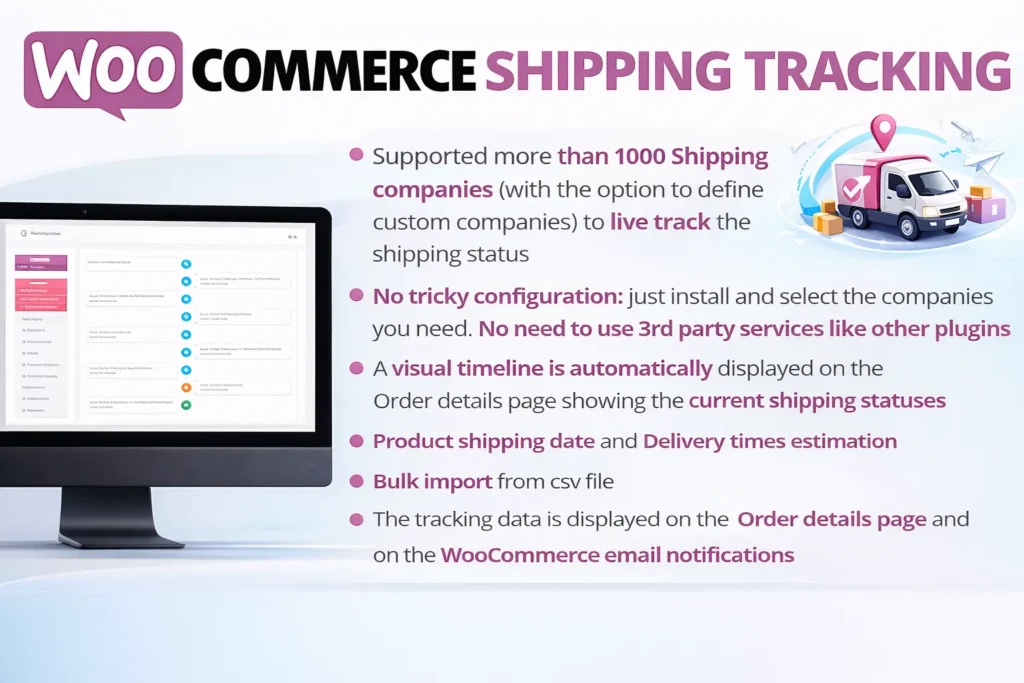 WooCommerce Shipping Tracking plugin for WordPress with live shipment tracking, shipping companies integration and order tracking timeline
