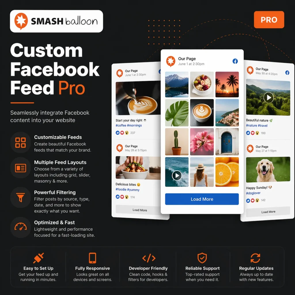 Custom Facebook Feed Pro Smash Balloon plugin wordpress