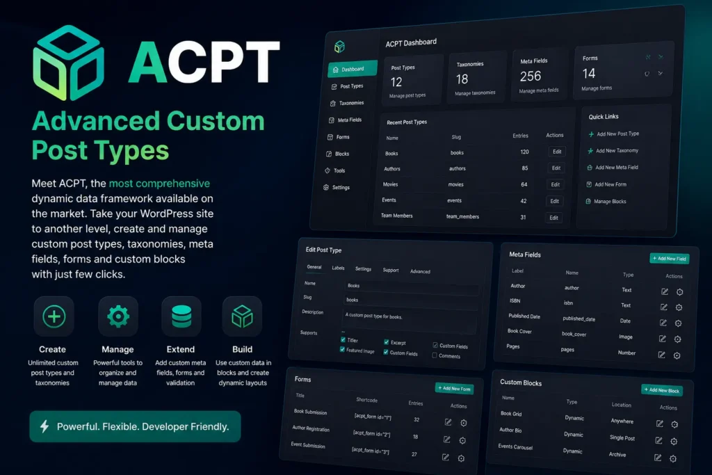 ACPT Custom Post Type Framework plugin wordpress