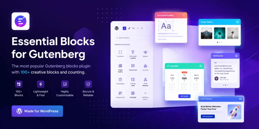 Essential Blocks Pro Gutenberg blocks WordPress plugin