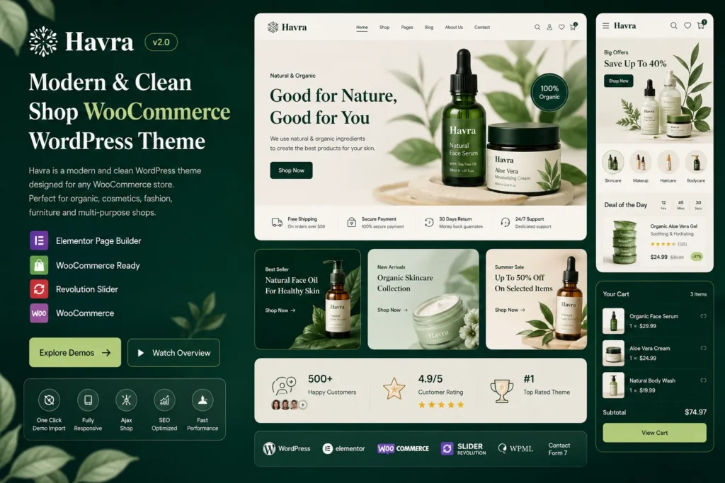 Hara Beauty and Cosmetics Shop WooCommerce Theme para WordPress