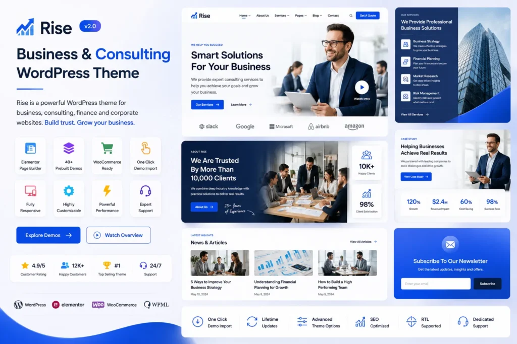 Rise Business Consulting WordPress Theme empresarial profesional